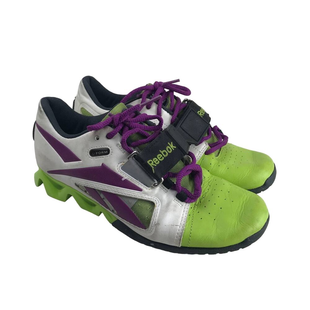 Reebok Womens Crossfit Shoes White Green U Form Weightlifting Trainer Size 6.5